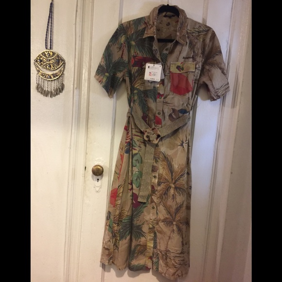 SOLD! - Desigual Camo-Flower Safari Dress - Picture 8 of 13